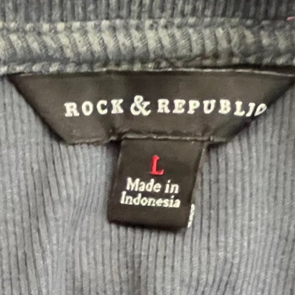 Rock & Republic GRAPHIC EMBLISHED DARK GRAY V NECK RIBBED T SHIRT NWOT SIZE L - Picture 5 of 5